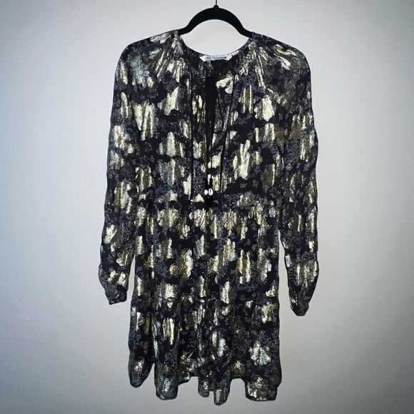 Zara Dresses & Skirts - Zara Babydoll Metallic Flounce Dress - Sz S